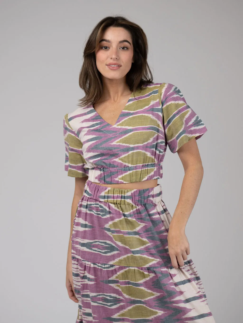 The Abby Top | Eco Purple Ikat sold by Beau & Ro product image thumbnail 2