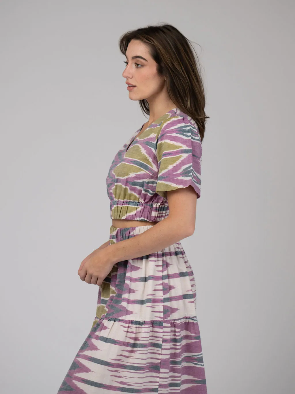 The Abby Top | Eco Purple Ikat sold by Beau & Ro product image thumbnail 3