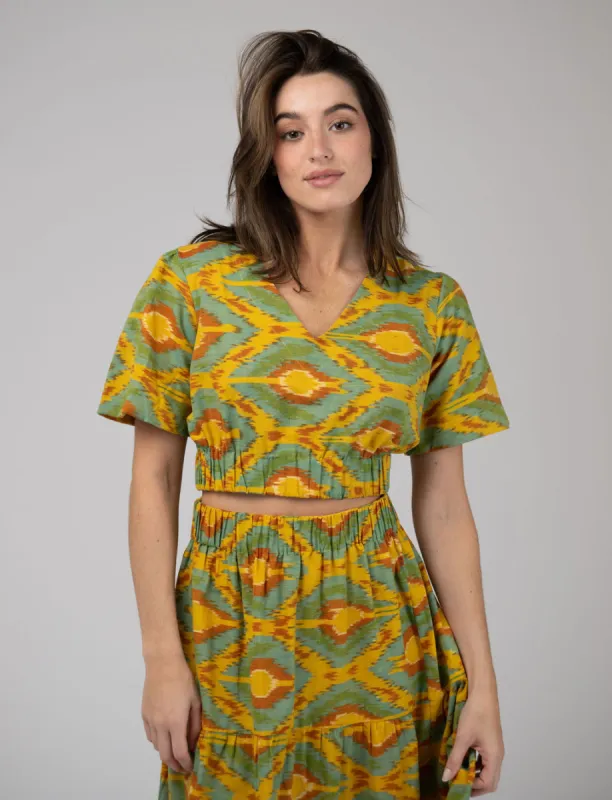 The Abby Top | Eco Yellow Ikat sold by Beau & Ro