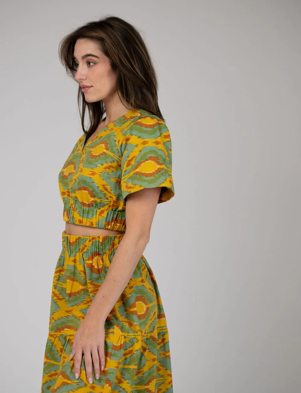 The Abby Top | Eco Yellow Ikat sold by Beau & Ro product image thumbnail 2