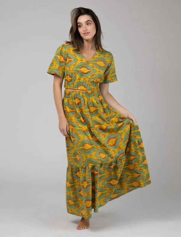 The Abby Skirt | Eco Yellow Ikat sold by Beau & Ro