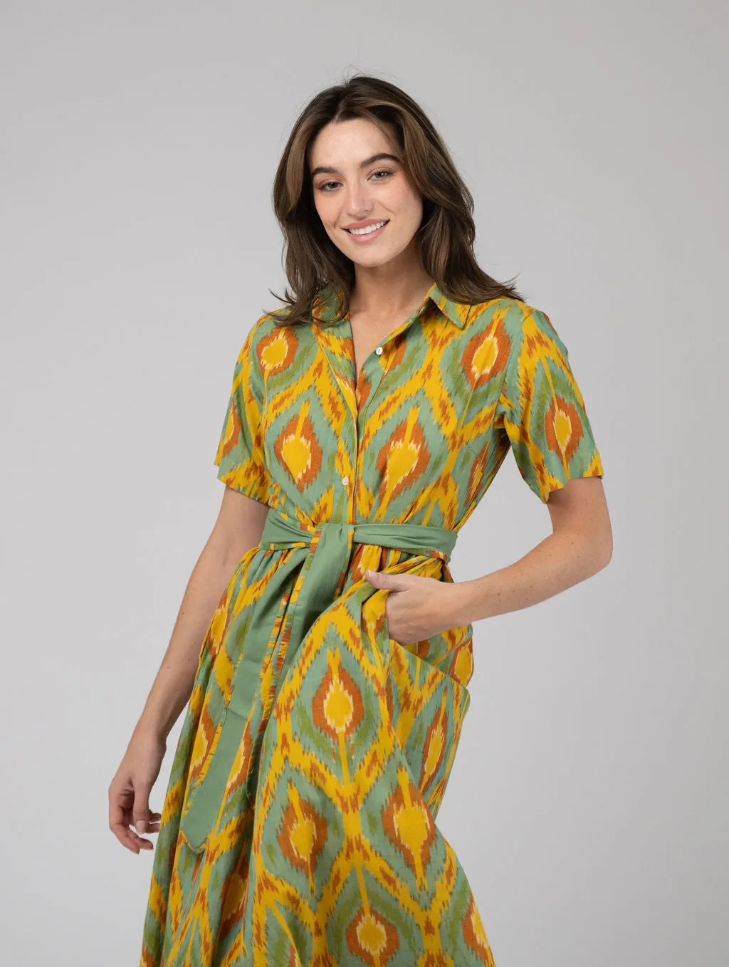 The Elle Maxi Dress | Eco Yellow Ikat sold by Beau & Ro product image thumbnail 3