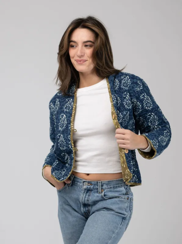 Quilted Cropped Jacket in Navy sold by Beau & Ro