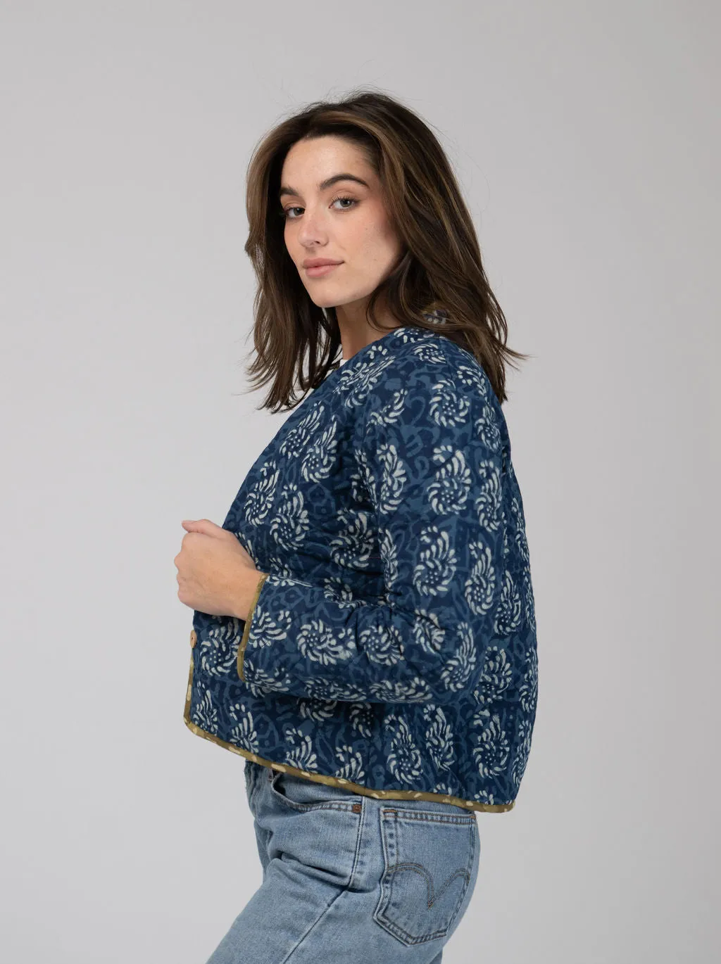 Quilted Cropped Jacket in Navy sold by Beau & Ro product image thumbnail 4