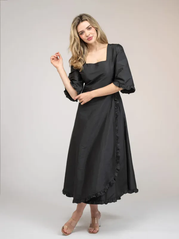 The Waverly Dress | Black Taffeta made by Beau & Ro