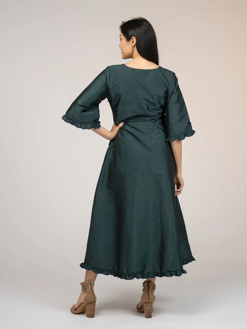 The Waverly Dress | Forest Taffeta sold by Beau & Ro product image thumbnail 4