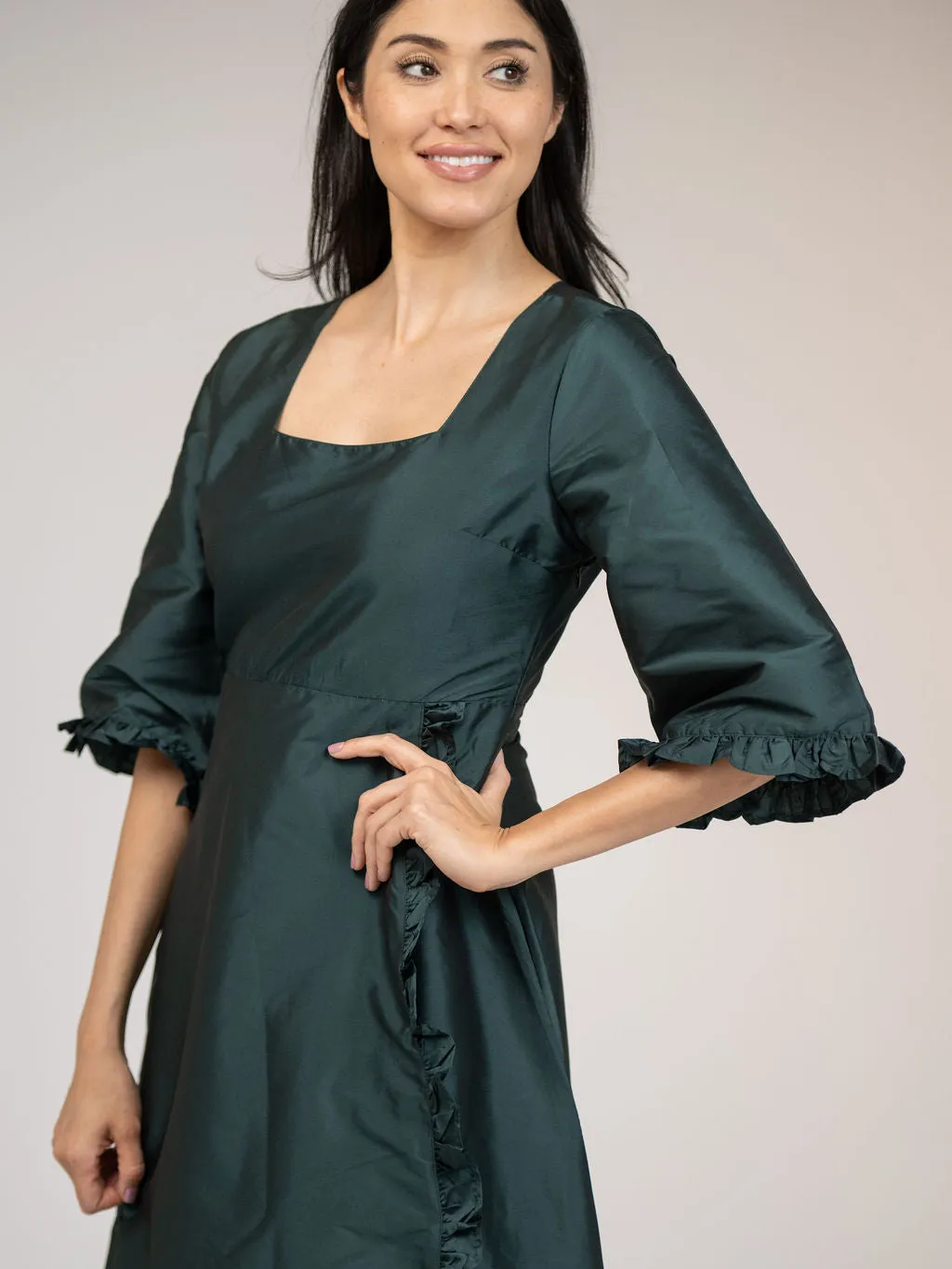 The Waverly Dress | Forest Taffeta sold by Beau & Ro product image thumbnail 2