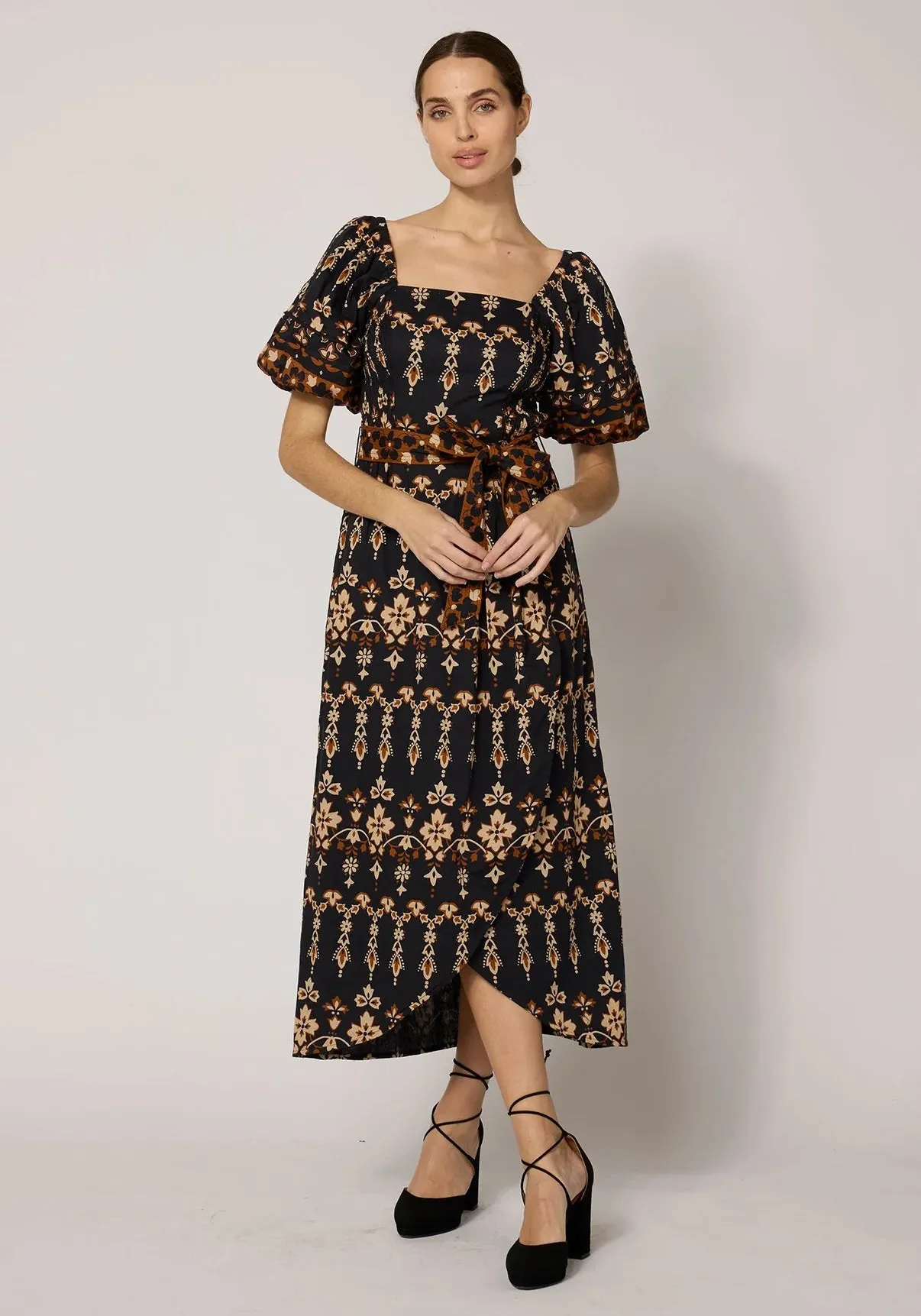 Lucia Midi Dress in La Vie Print sold by Beau & Ro