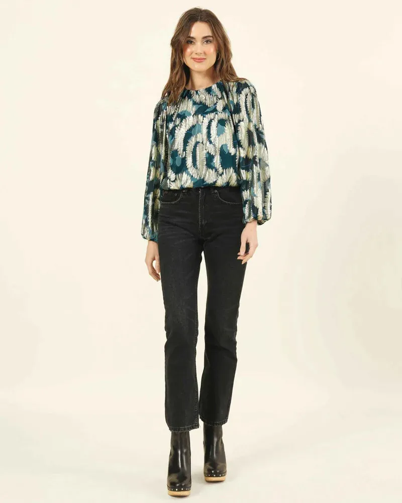 Ayla Blouse in Santari Peacock sold by Beau & Ro product image thumbnail 3