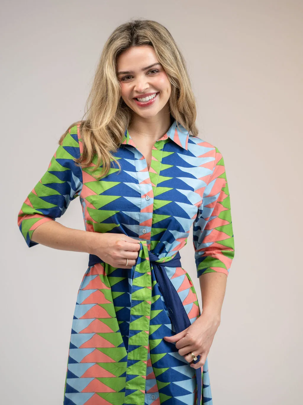 The Eloise Dress | Tropical Blockprint Bagru Triangle sold by Beau & Ro product image thumbnail 5