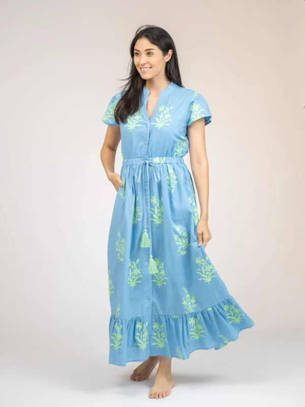 The Flutter Midi Dress | Sky Jaipur Floral sold by Beau & Ro