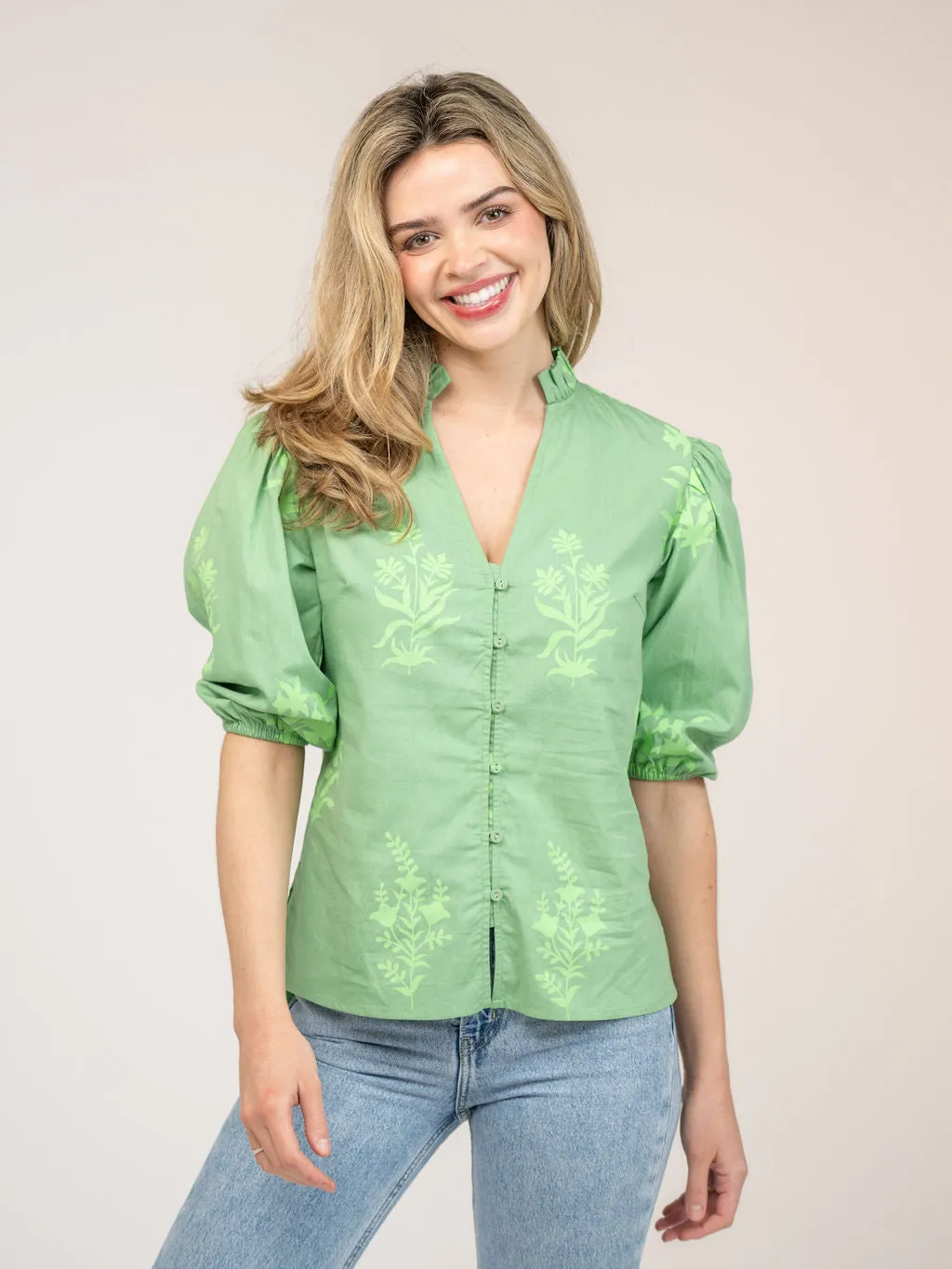 The Lily Top | Fern Jaipur Floral sold by Beau & Ro