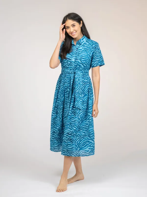 The Elle Midi Dress | Blue Zebra sold by Beau & Ro