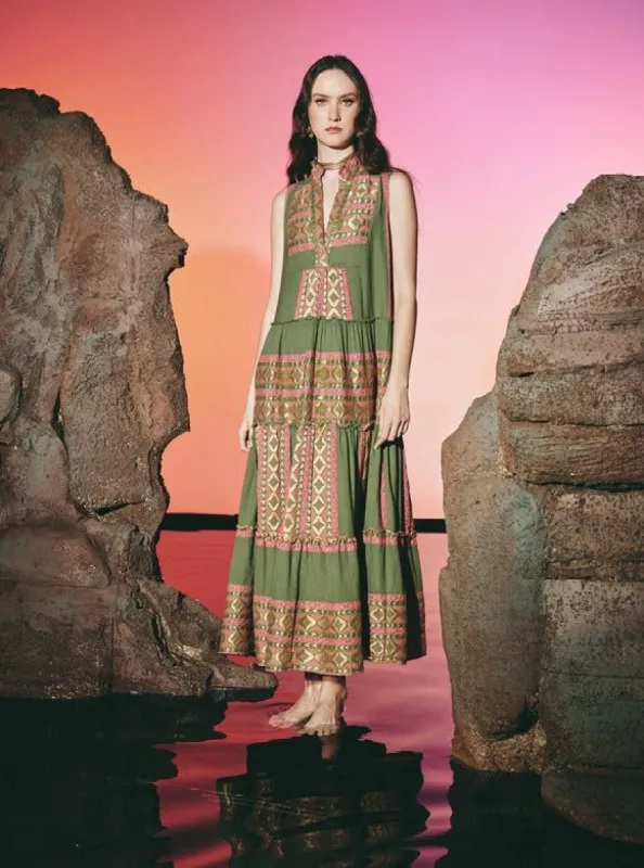 Pink Khaki Sleeveless Maxi Dress sold by Beau & Ro