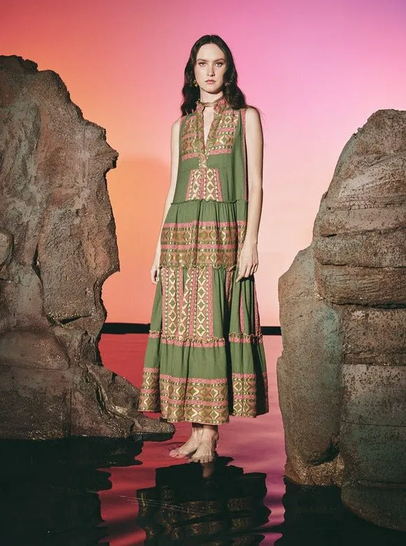 Pink Khaki Sleeveless Maxi Dress sold by Beau & Ro