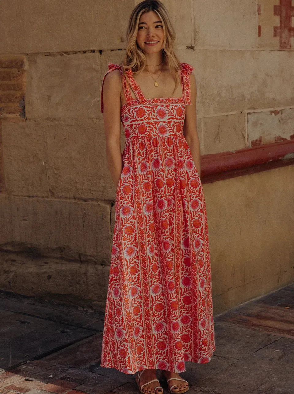 Mykonos Dress in Sunset Border sold by Beau & Ro