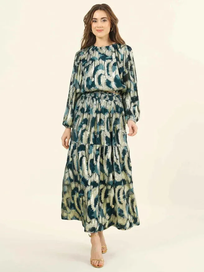 Rosalita Skirt in Santari Peacock sold by Beau & Ro