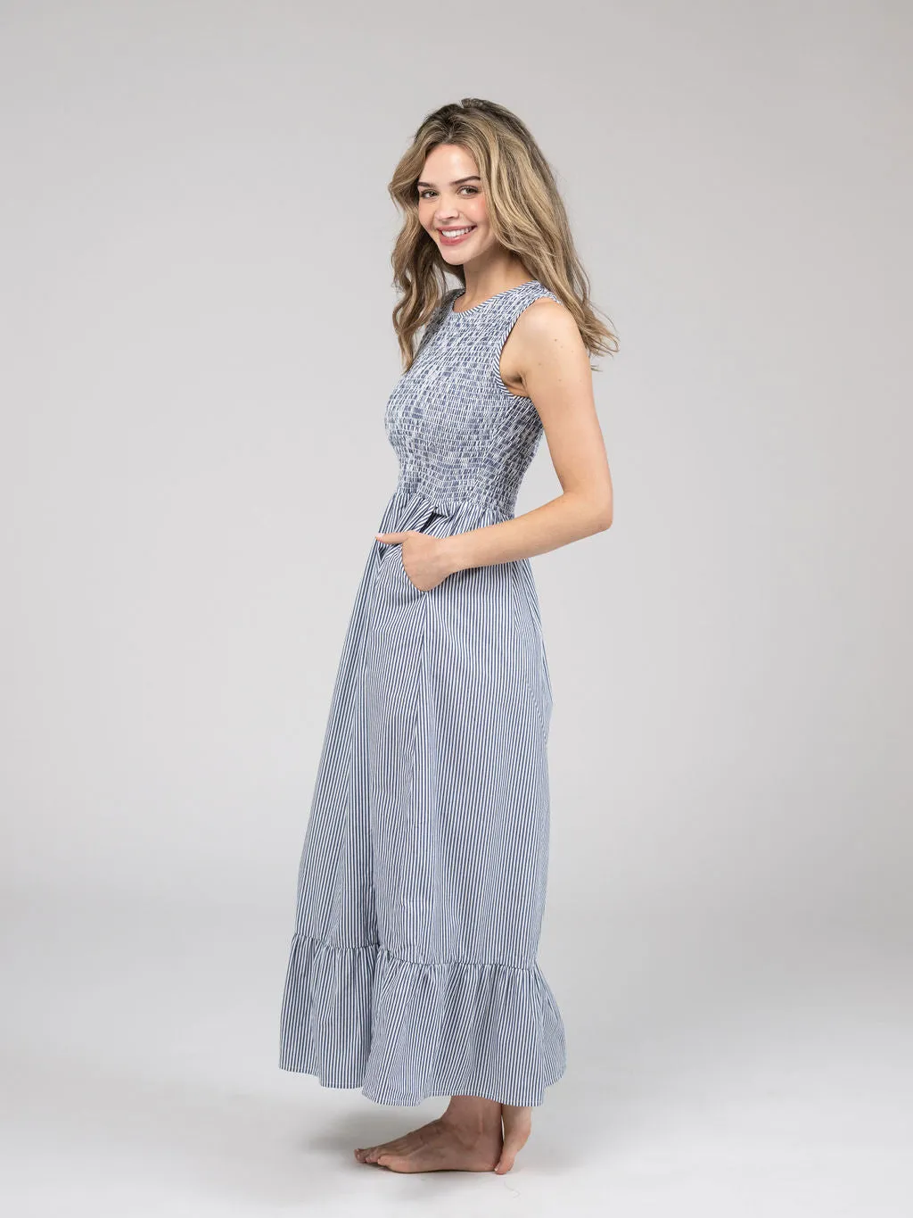 The Margot Dress | Navy & White Stripes sold by Beau & Ro product image thumbnail 3