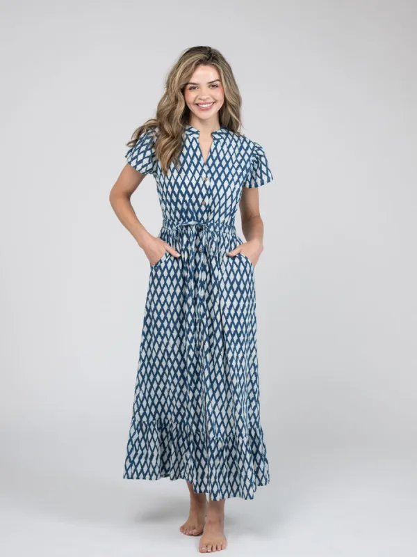 The Flutter Midi Dress | Blue India Resist sold by Beau & Ro