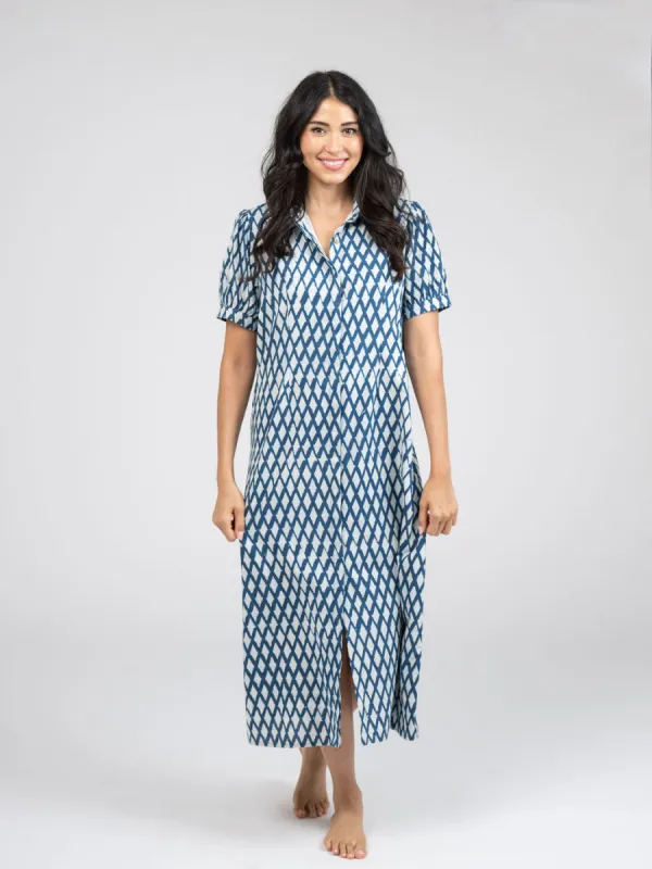 The Kris Dress | Blue India Resist sold by Beau & Ro