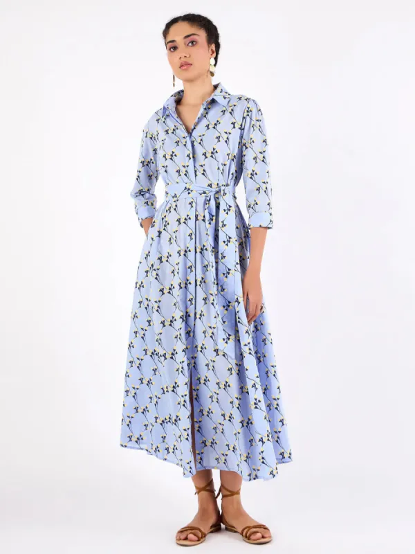 Emily Dress in Gordes Bluebell made by Beau & Ro
