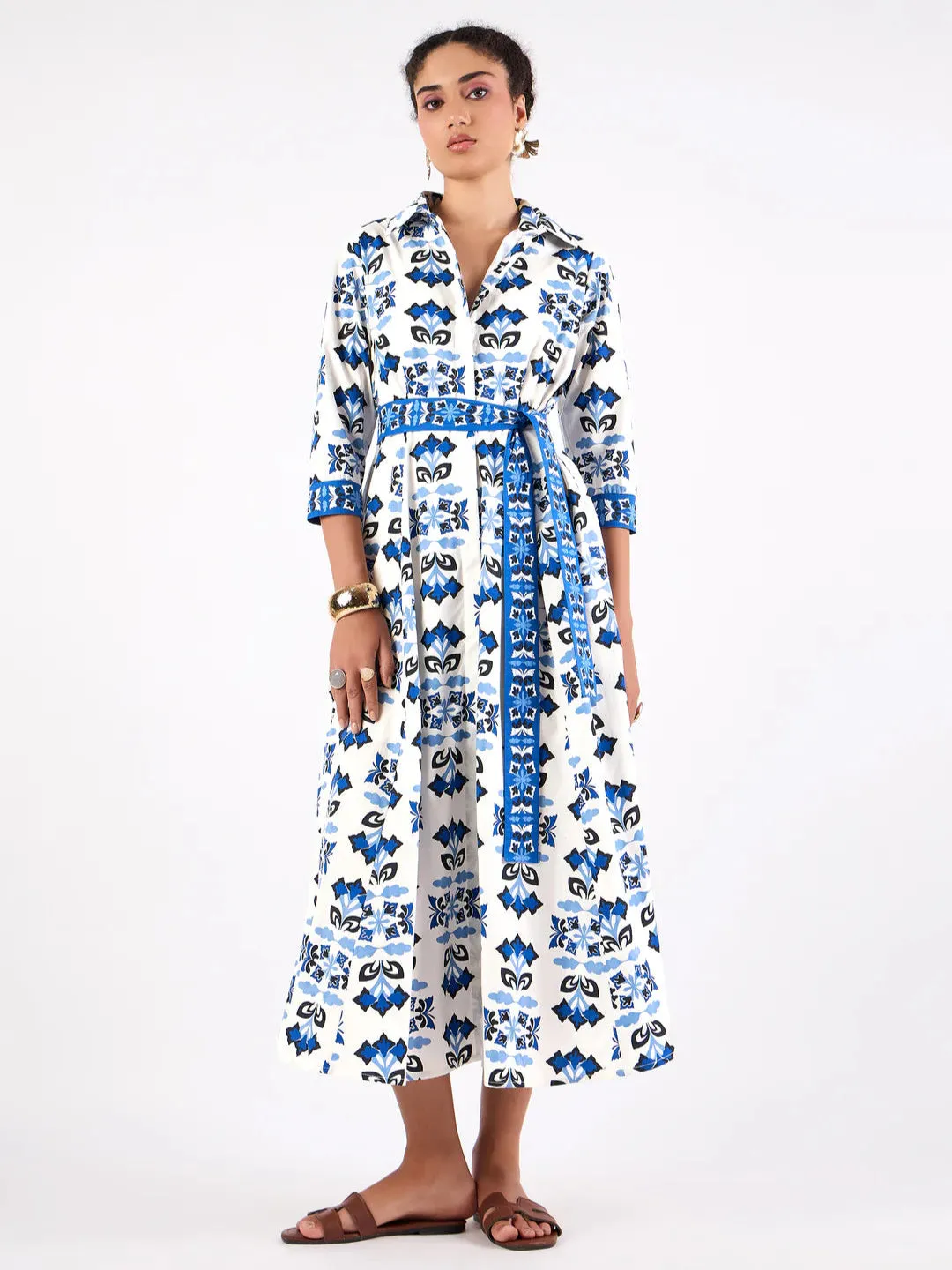 Emily Dress in Papillon Cobalt sold by Beau & Ro