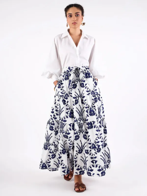 Gia Skirt in Lavende Navy sold by Beau & Ro