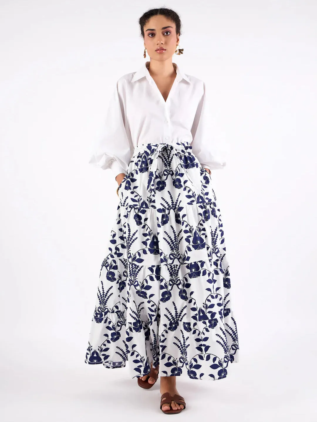Gia Skirt in Lavende Navy sold by Beau & Ro