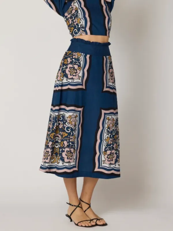 Anya Midi Skirt in Floral Anise sold by Beau & Ro