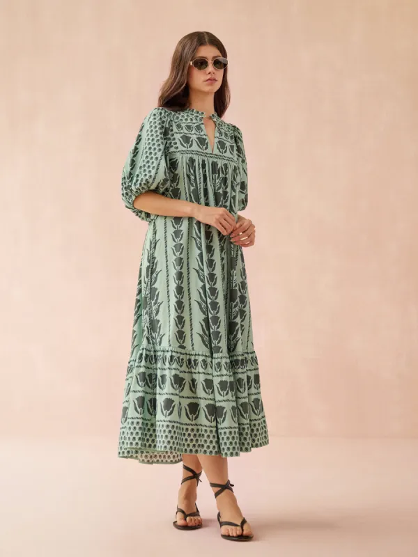 Wren Midi Dress in Reya Willow made by Omika