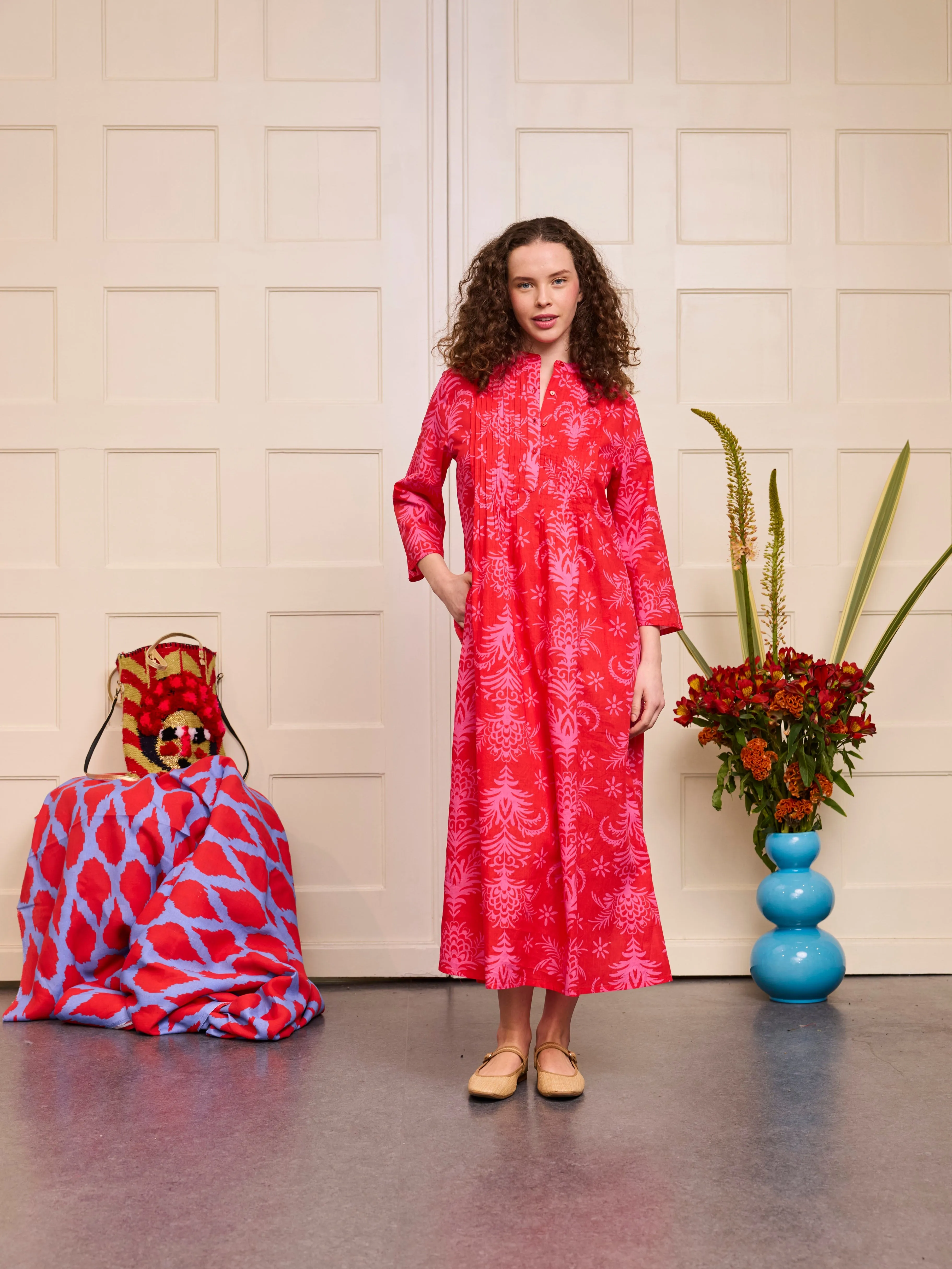 Woodruff Dress in Red Palm sold by Beau & Ro