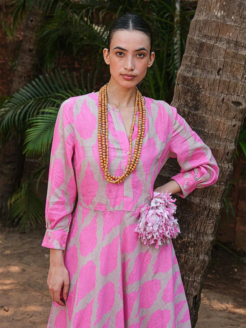 Azurite Dress in Pink Ikat sold by Beau & Ro product image thumbnail 2