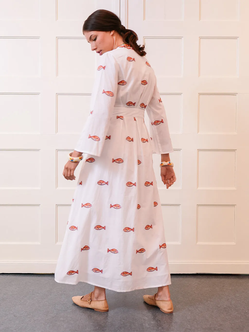 Lemon Dress in White / Fish Embroidery sold by Beau & Ro product image thumbnail 4