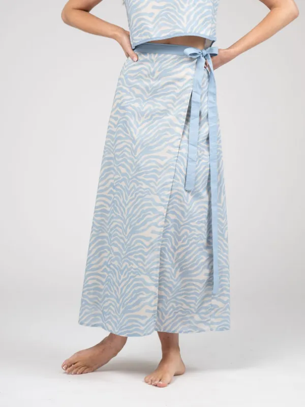 The Sarong Skirt | Light Blue Zebra sold by Beau & Ro