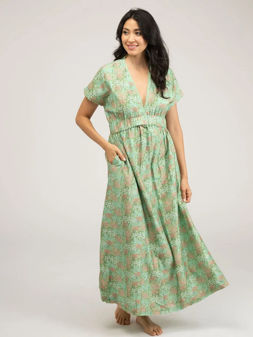 Retro Maxi Dress | Tiny Green Garden sold by Beau & Ro product image thumbnail 3