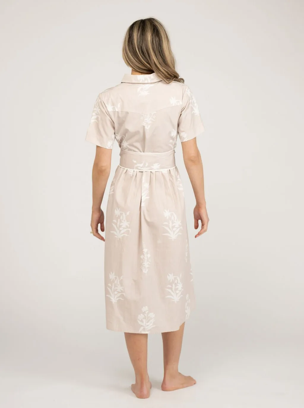 The Elle Midi Dress | Beige Jaipur Floral sold by Beau & Ro product image thumbnail 4