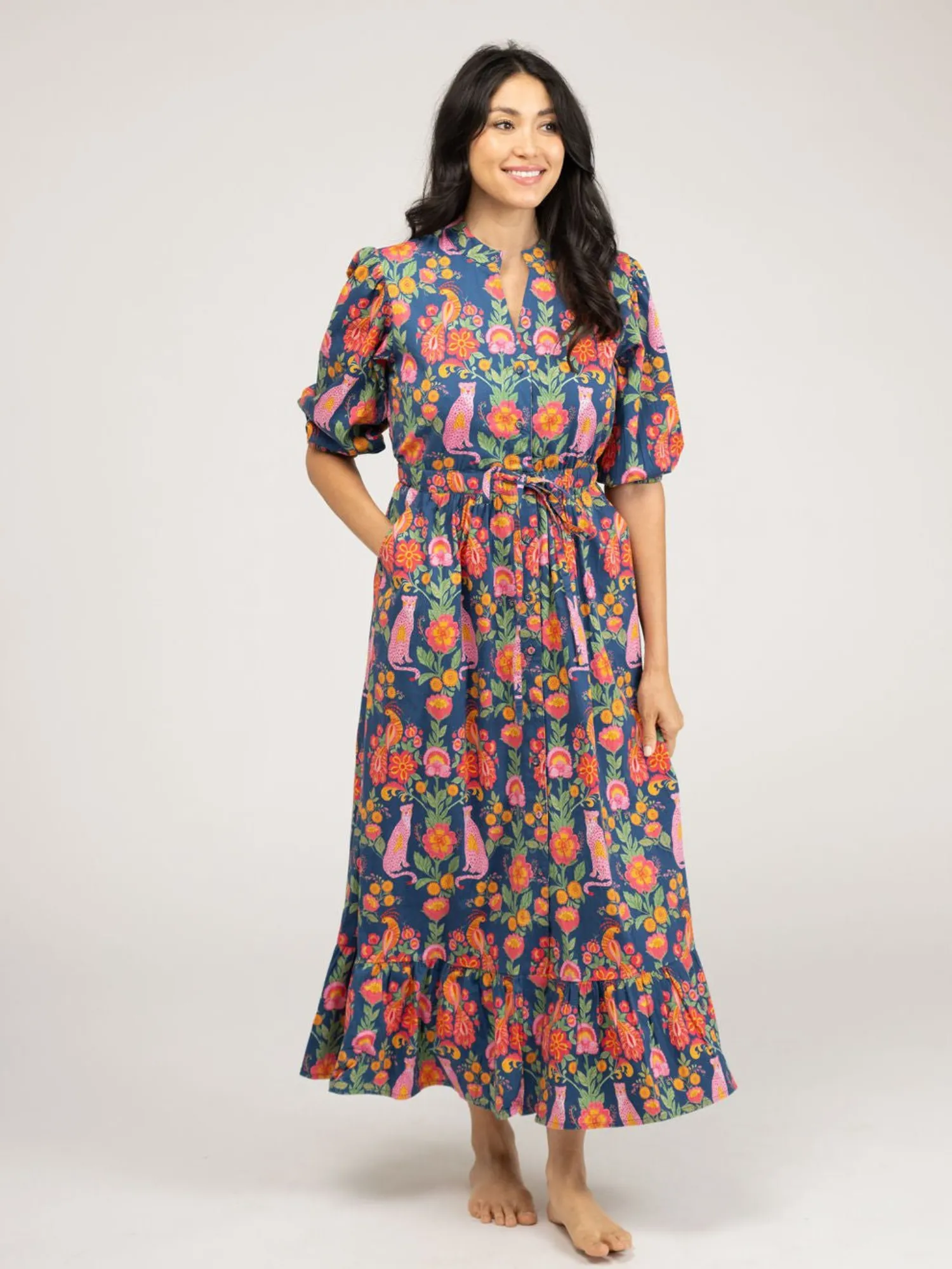 The Lily Midi Dress | Navy Leopard Love sold by Beau & Ro