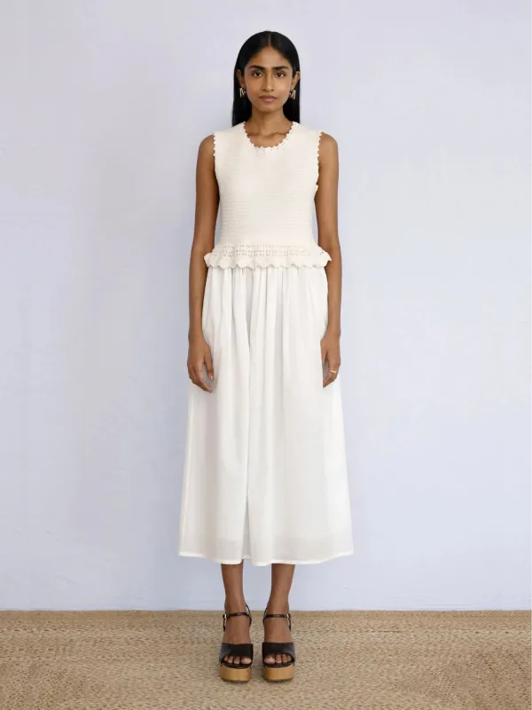 Heather Crochet Dress in Ivory sold by Beau & Ro