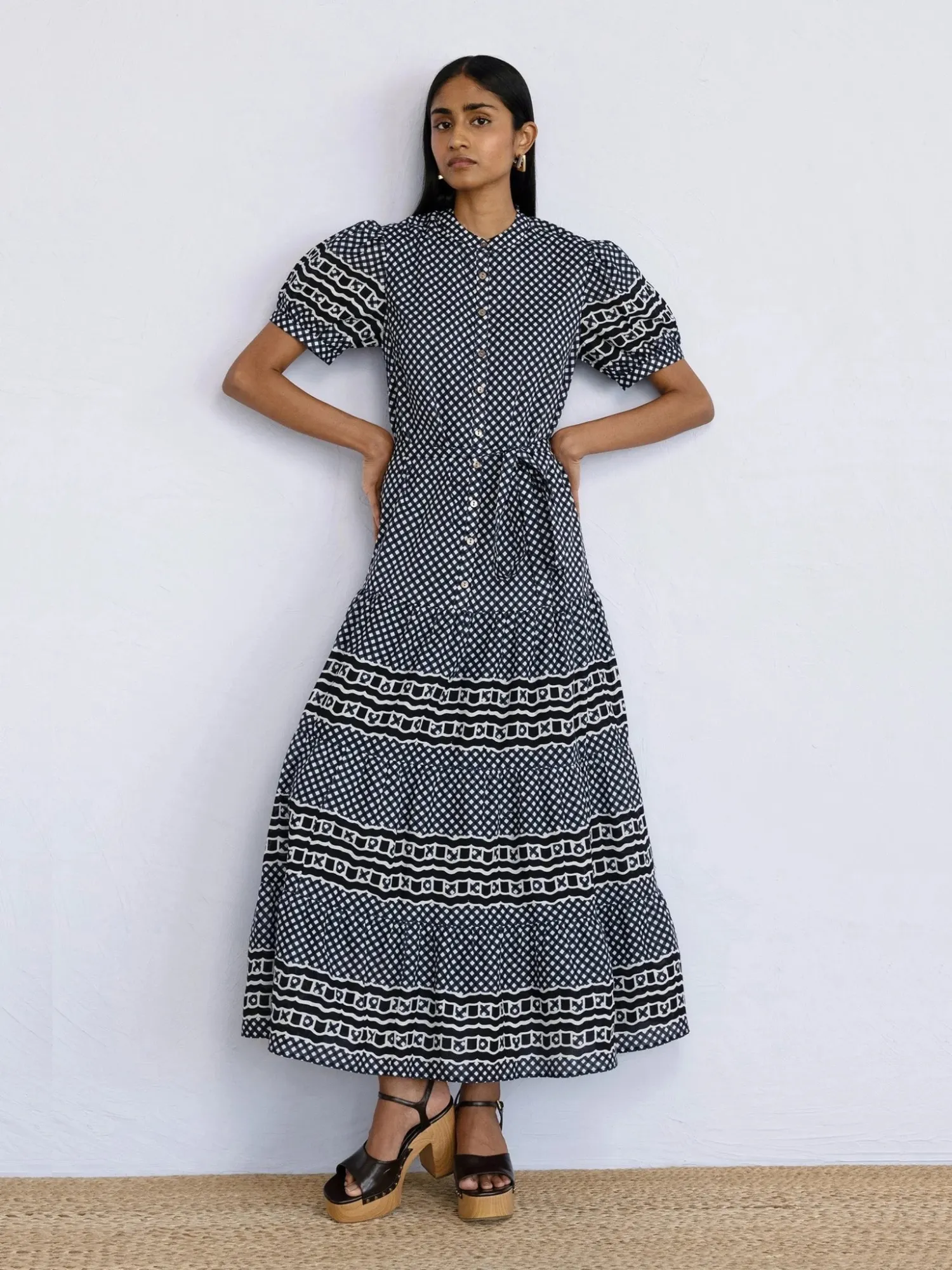 Saylor Dress in Victorian Gingham Midnight sold by Beau & Ro