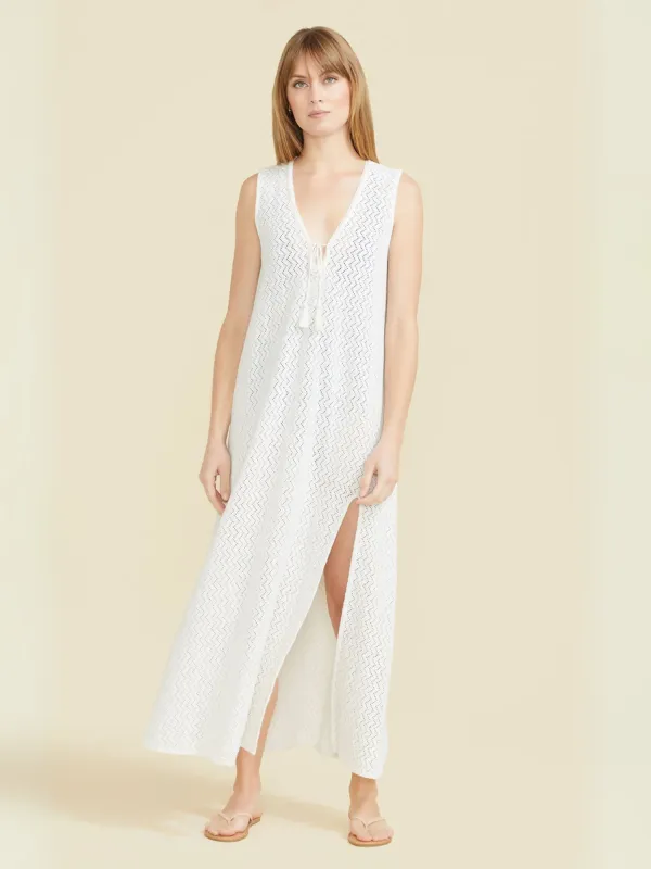 Sorrento Dress in White Crochet sold by Beau & Ro