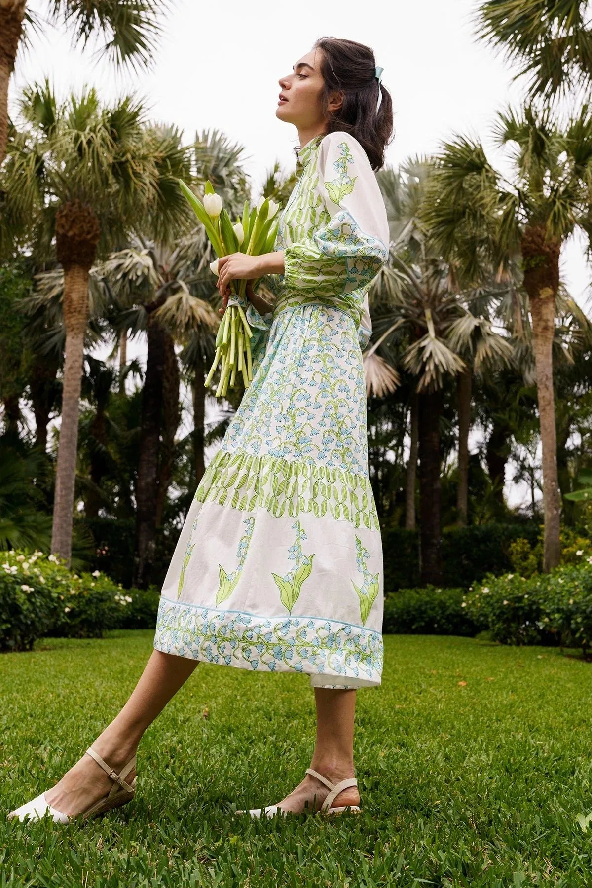 Flounce Dress in Lake/Celery Lily of the Valley sold by Beau & Ro product image thumbnail 2