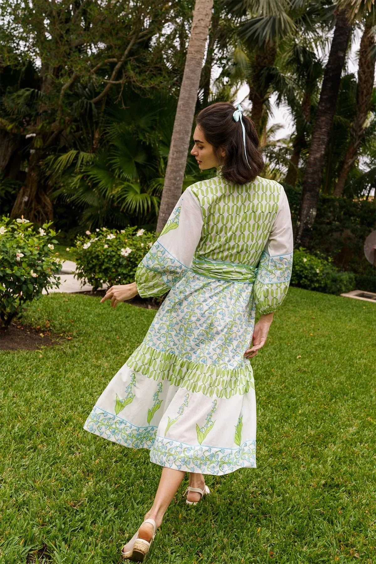 Flounce Dress in Lake/Celery Lily of the Valley sold by Beau & Ro product image thumbnail 3
