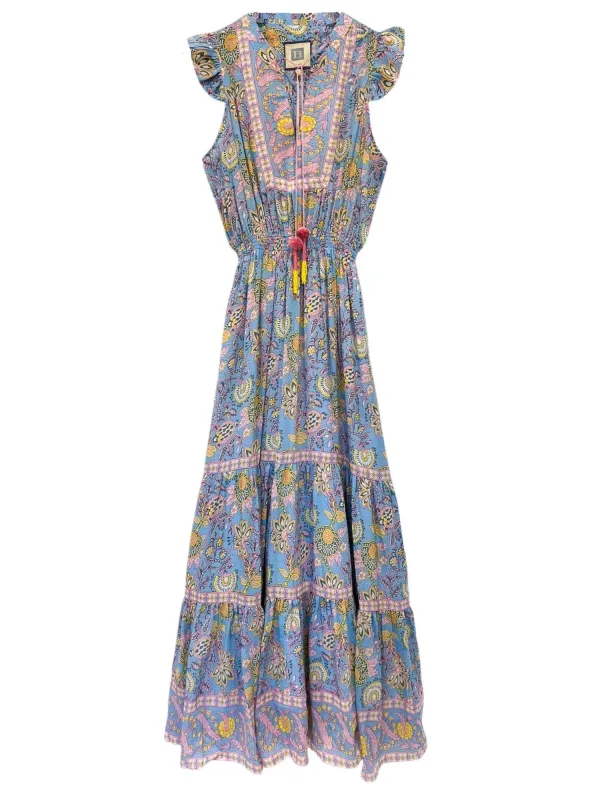 Lola Maxi in Blue Yellow Print sold by Beau & Ro