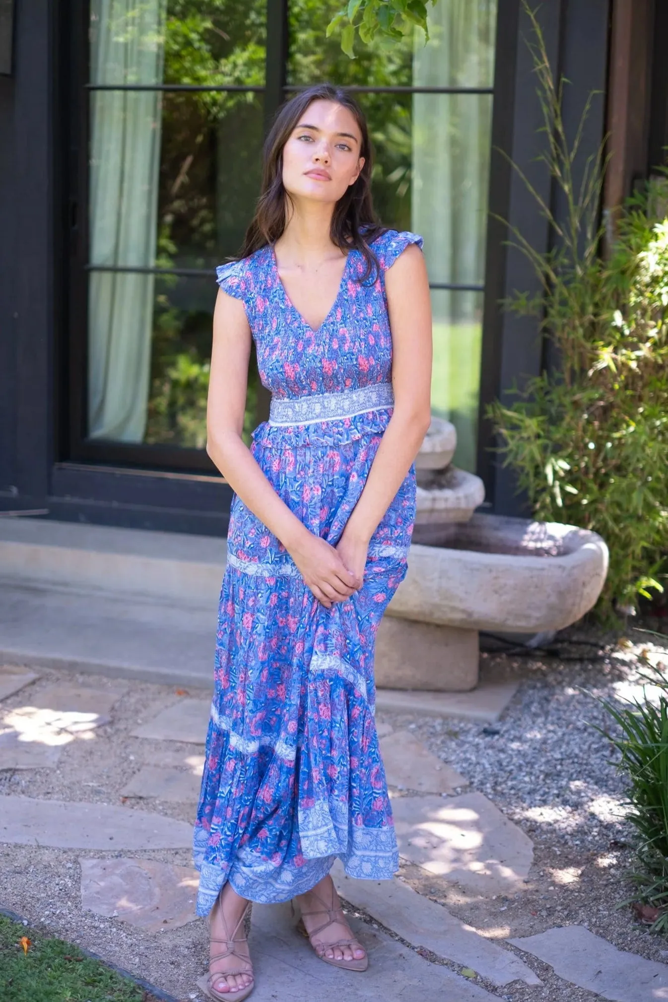 Carly Maxi in Blue Pink Print sold by Beau & Ro product image thumbnail 3