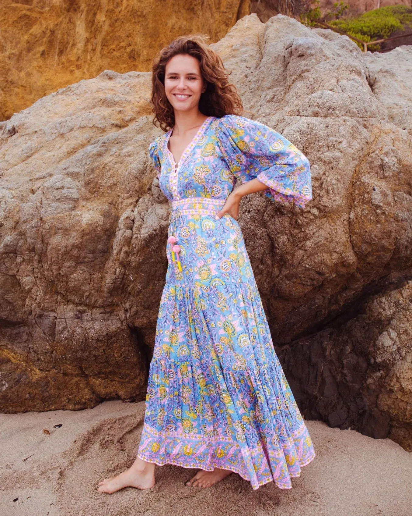 Clover Maxi in Blue Yellow Print sold by Beau & Ro product image thumbnail 5