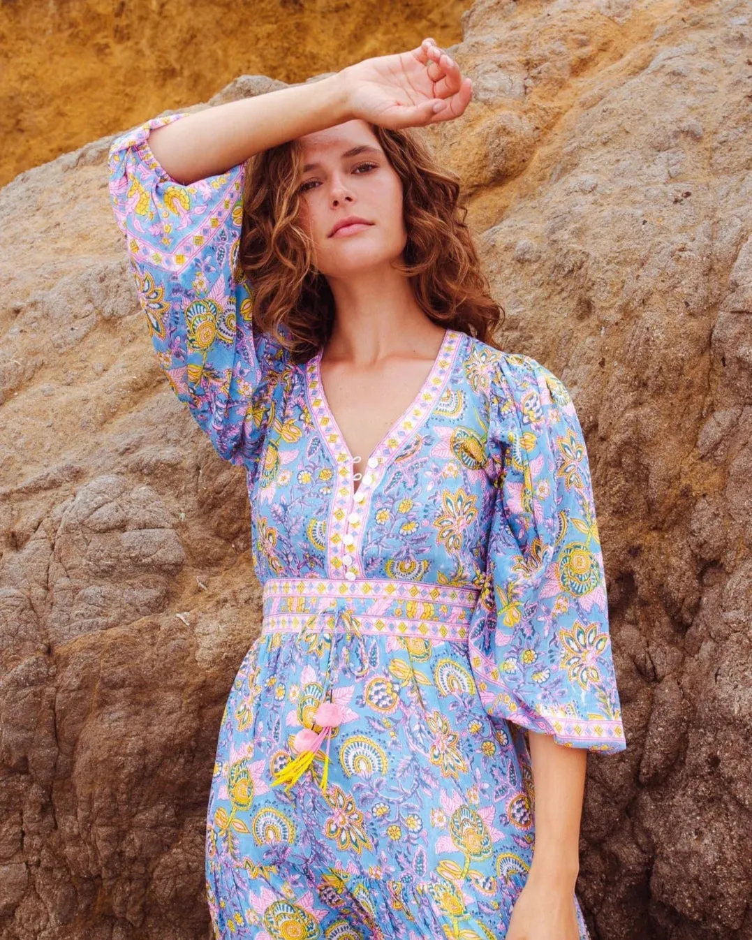 Clover Maxi in Blue Yellow Print sold by Beau & Ro product image thumbnail 4