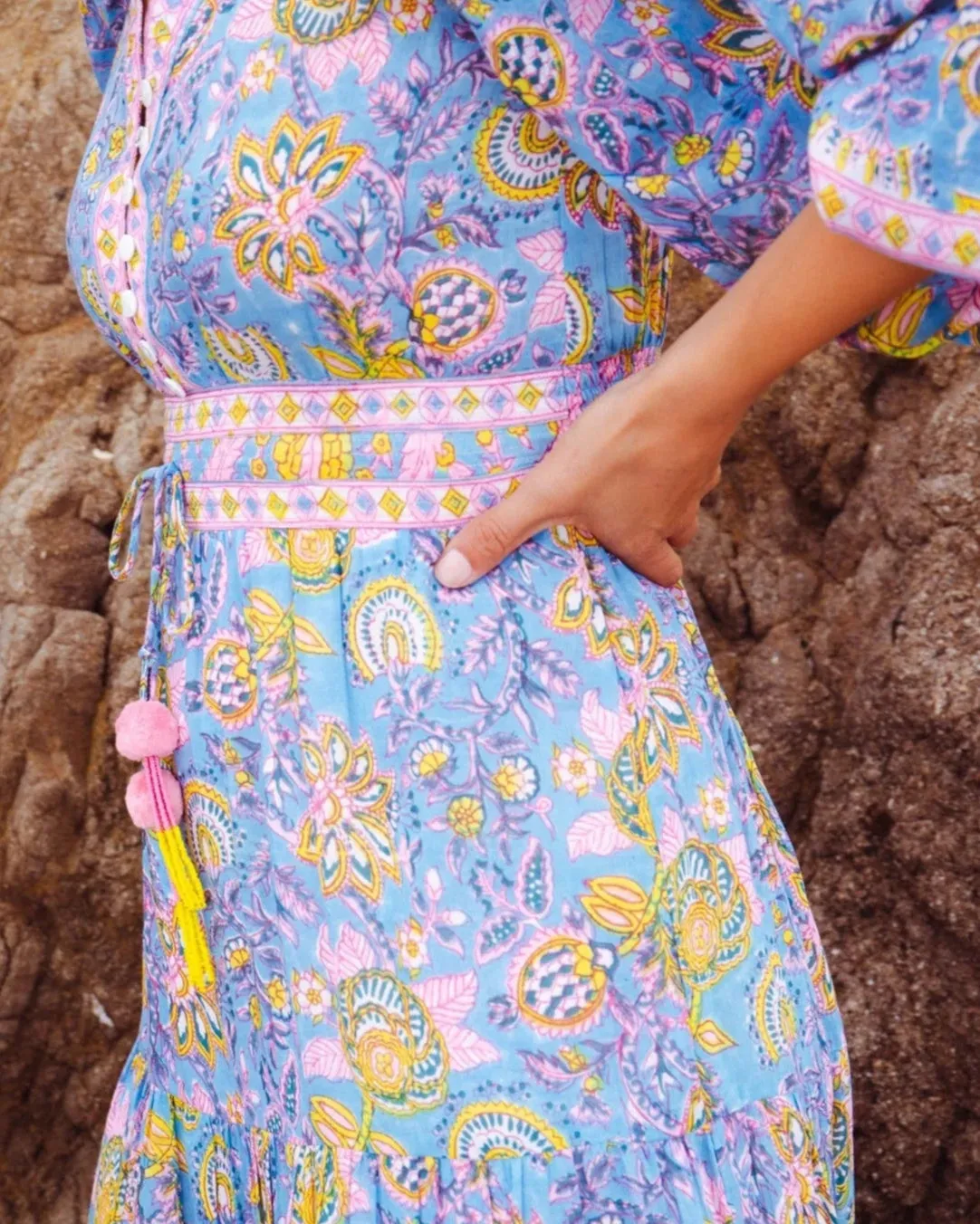 Clover Maxi in Blue Yellow Print sold by Beau & Ro product image thumbnail 3