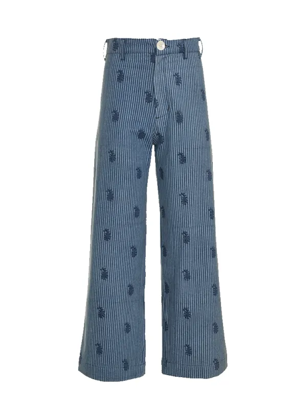 Disco Pant in Thin Stripe / Small Paisley sold by Beau & Ro