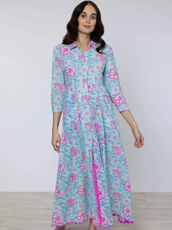 Aqua & Fuchsia Maxi Dress sold by Beau & Ro