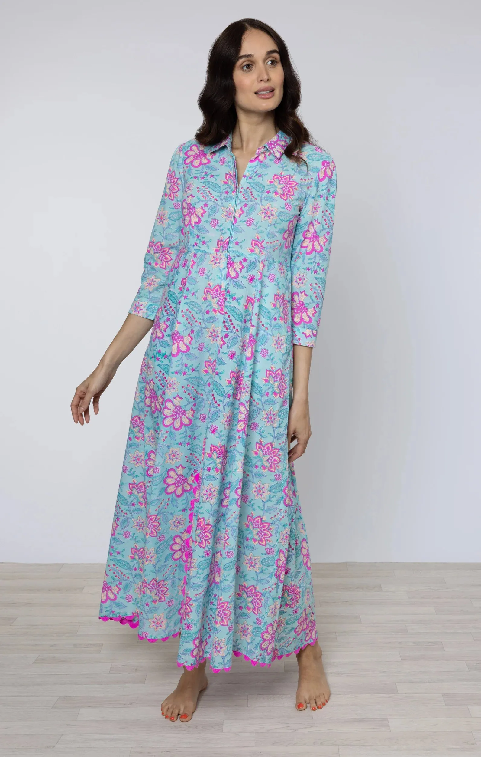 Aqua & Fuchsia Maxi Dress sold by Beau & Ro product image thumbnail 4